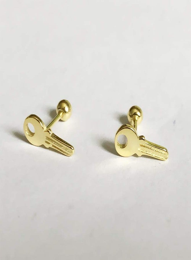 Izpack أقراط غضروفية على شكل مفتاح عيار 18، مصنوعة من الفضة الإسترليني عيار 925، بتصميم عصري، مناسبة لثقب الأذن الحلزوني أو التراغوس، مزودة بقفل لولبي، أقراط صغيرة لثقب الأذن، مجوهرات بسيطة، هدية مثالية للنساء والرجال، مطلية بالذهب. - Image 4